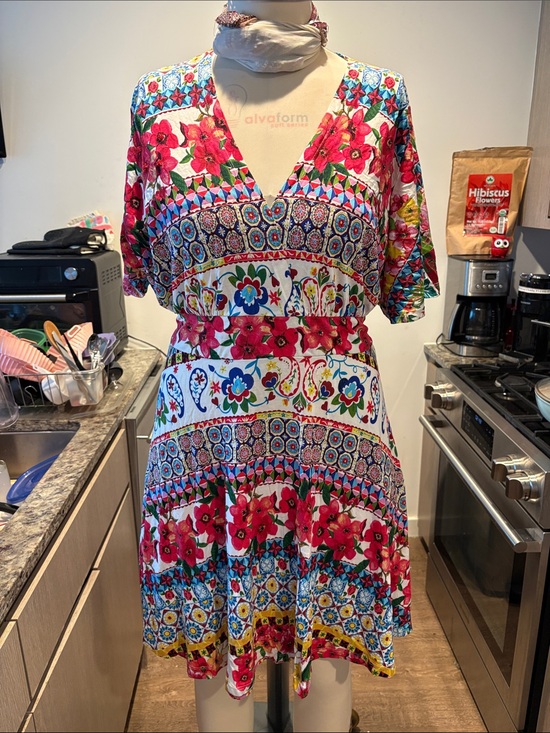 Desigual Dresses & Skirts - Floral V-Neck Summer Dress - Pink Multi